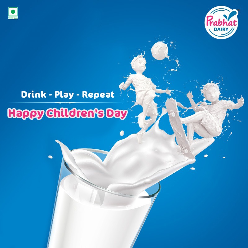 We believe in bestowing nourishment through everything we produce for our future generations. #Happy Children's day #Prabhat Milk #Strength #Play # Happiness!