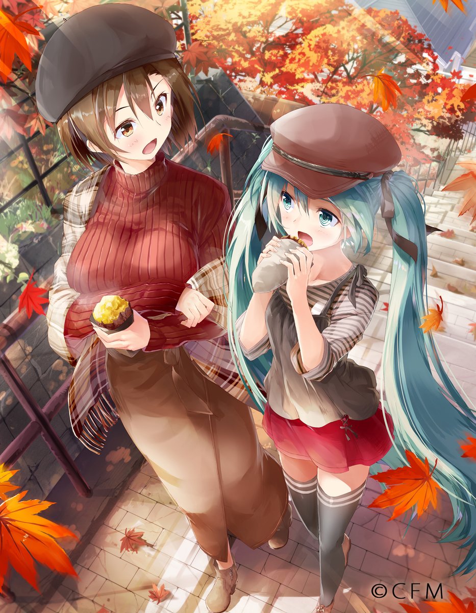 初音ミク ,メイコ(VOCALOID) 「公開OKをいただきましたので昨年販売されました「初音ミク2019年カレンダーイラ」|大堂(daidou)のイラスト