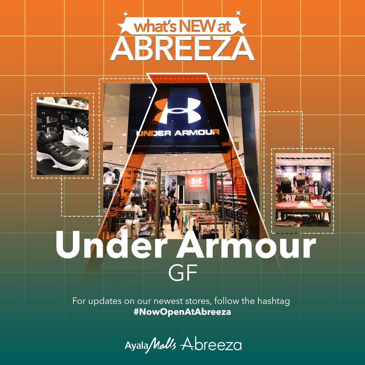 abreezatweets's tweet image. #NowOpenAtAbreeza: Under Armour! Visit their first pop-up store in Davao during their opening week to enjoy exclusive deals and promos!

#UnderArmourPH
#ILoveAbreeza