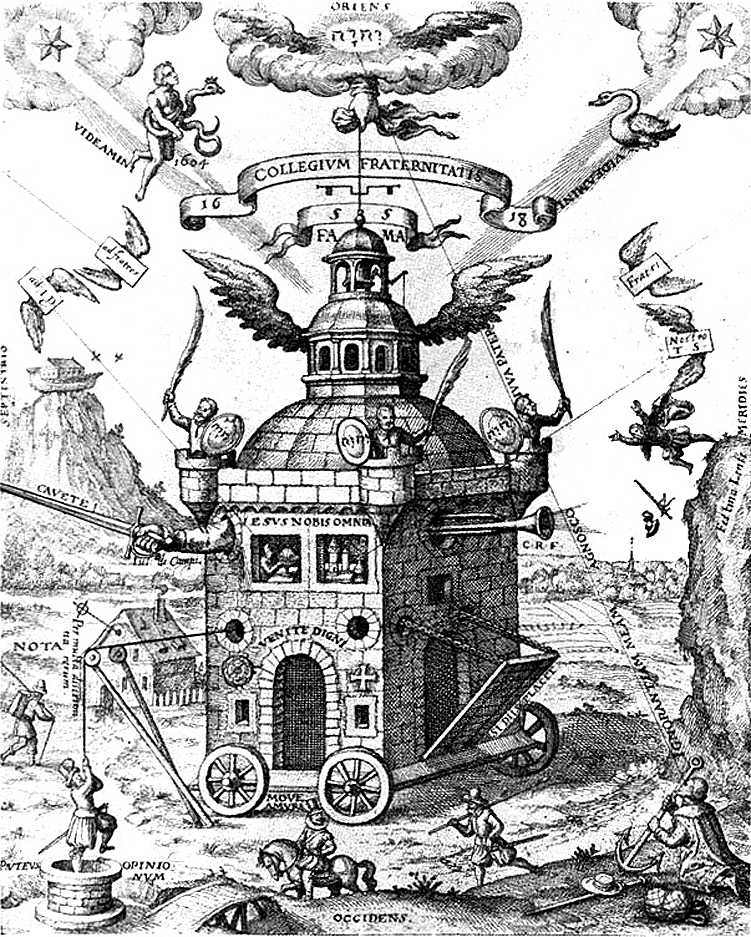 The manifestos do not elaborate extensively on the matter, but clearly combine references to Kabbalah, Hermeticism, alchemy, and mystical Christianity.The Temple of the Rose Cross, Teophilus Schweighardt Constantiens, 1618.