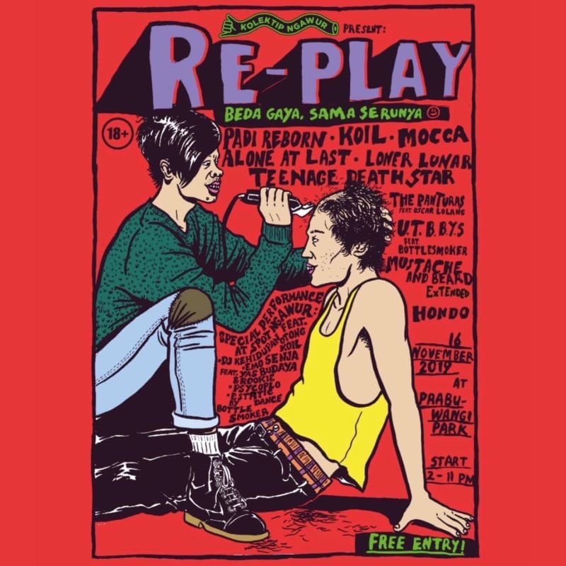 Kolektip Ngawur mempersembahkan RE-PLAY.

Festival musik yang menghadirkan artis berpenampilan beda dengan keseruan yang sama dan pastinya bikin hari sabtumu lebih woyoo bersama kami.

Catet! 
Hari Sabtu, 16 November 2019 di Prabuwangi park, Arcamanik Bandung.
Free entry dan 18+