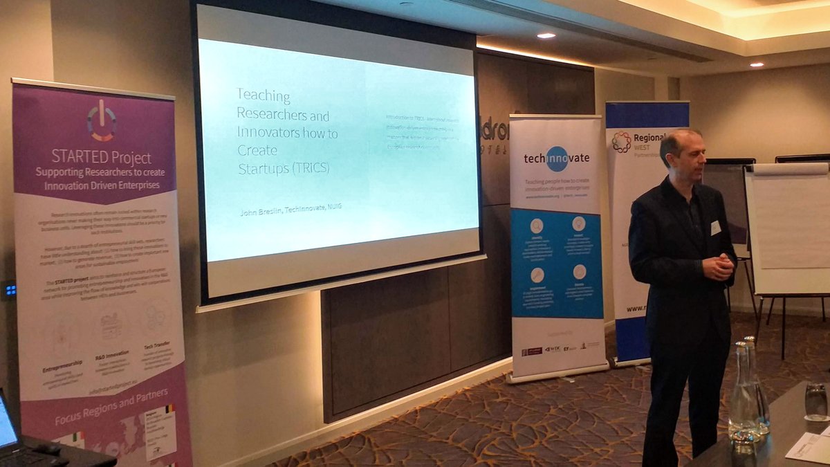 John presenting TRICS: Teaching Researchers and Innovators how to Create Startups for the ‘Innovation Driven Enterprises’ workshop today <a href="/MaldronSandyRd/">MaldronSandyRoad</a> <a href="/startedproject/">Started Project</a> <a href="/SkillsWestIE/">Regional Skills West</a> #startup #skills #startupskills #entrepreneur #innovation #research  #galway #event