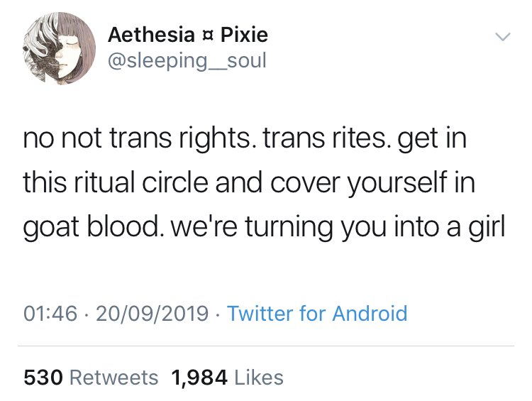 You can also donate to places that aid us and advocate for us, such as Action for Trans Health, Mermaids, Stonewall, ACLU, or individual Gofundmes, a lot of us have them because so many of our needs aren’t funded, and many of us end up homeless and jobless