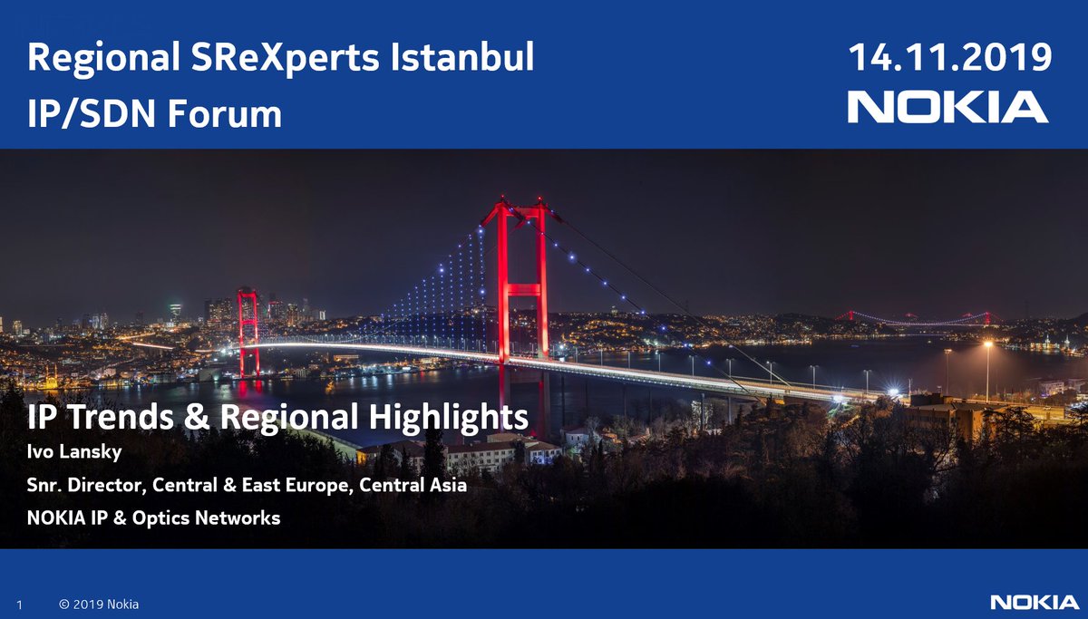 ivo_lansky's tweet photo. Record participation @nokianetworks regional @SReXperts (IP/SDN Forum) & Innovation Days in Istanbul! Nokia’s platform to meet IT, IP and SDN community to discuss latest telecom trends in Central Asia: SDWAN 2.0 @nuagenetworks @deepfield #InsightDrivenIP @nokia #FP4 #NokiaIP https://t.co/eerEfmcO5F