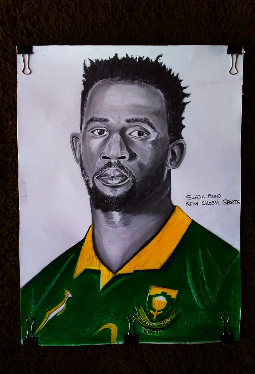 🇿🇦 Proudly South African |

After winning the 2019 @rugbyworldcup with @Springboks, the champ deserves the best portrait by the best Female Fine Artist @siaga_bono. He is the @SASportAwards People’s Choice Sports Star award Winner. 

#BonolangaArt #KCMGlobalSports #SiyaKolisi