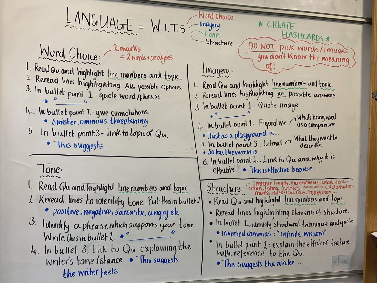 Mrs Black’s beautiful board breaking down how to answer features of language questions in #N5HRUAE