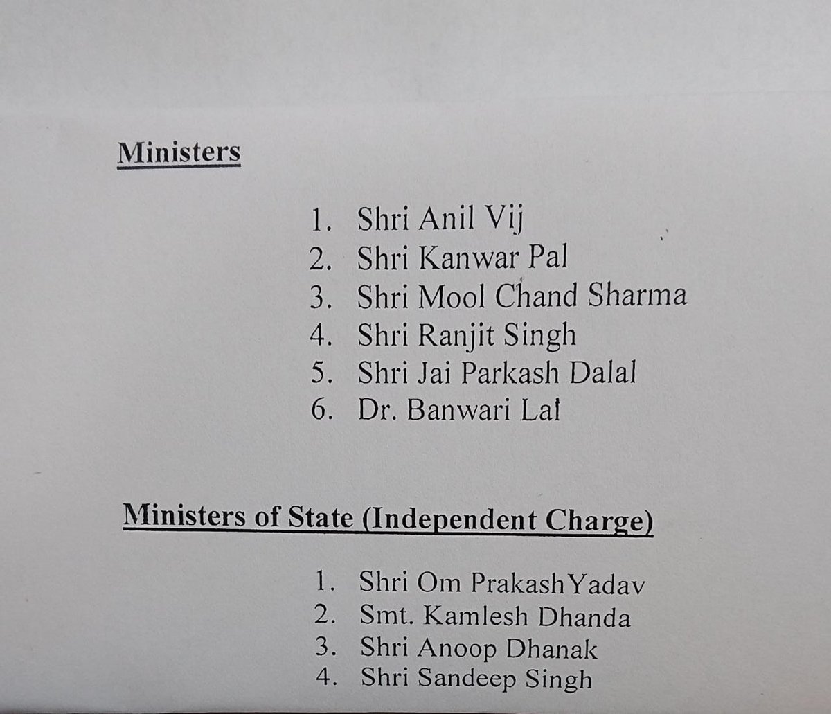 Haryana Cabinet List: हरियाणा में खट्टर सरकार के कैबिनेट का गठन, देखें मंत्रियों की पूरी लिस्ट