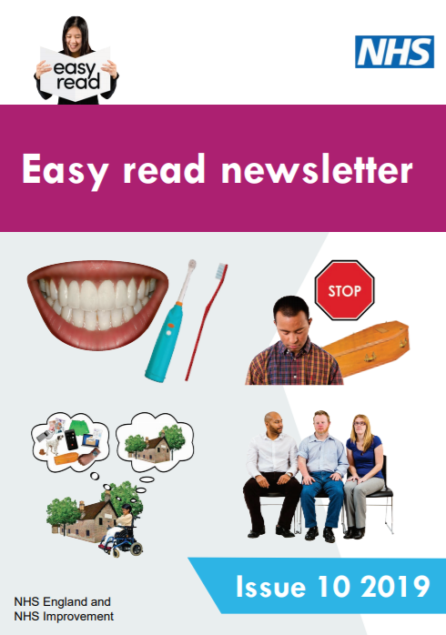 NHSAbility's tweet photo. #EasyRead Newsletter out now!  Find out about how to stop people with a #LearningDisability, #Autistic people or both dying too soon here: https://t.co/1BSn35xIkP #Leder #ActionFromLearning. Want a paper copy? Let us know- email engage@nhs.net @JaneMCummings  @rayjjames @psychjoh https://t.co/Zyw7uLwwiB
