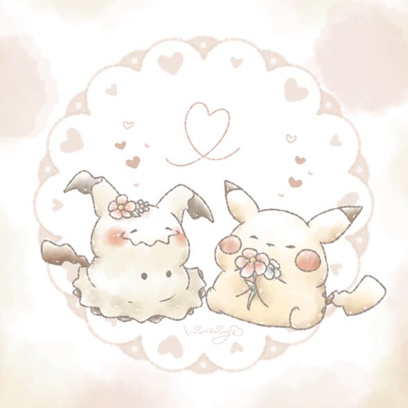ひめりんご ピカチュウとミミッキュ ほわほわなかよし ˊᵕˋ ポケモン ピカチュウ ミミッキュ イラスト 絵描きさんと繫がりたい