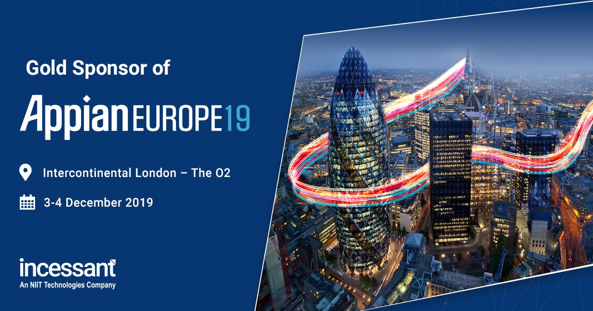 IncessantTech's tweet photo. We are a proud gold sponsor of the upcoming #AppianEurope19. Let's meet in #London on the 3rd &amp; 4th of December 2019. 

Book a meeting with us and learn more about our #Appian capabilities  https://t.co/w9DjelreWc 

#Appian #LowCode https://t.co/IBKkPTDT7e