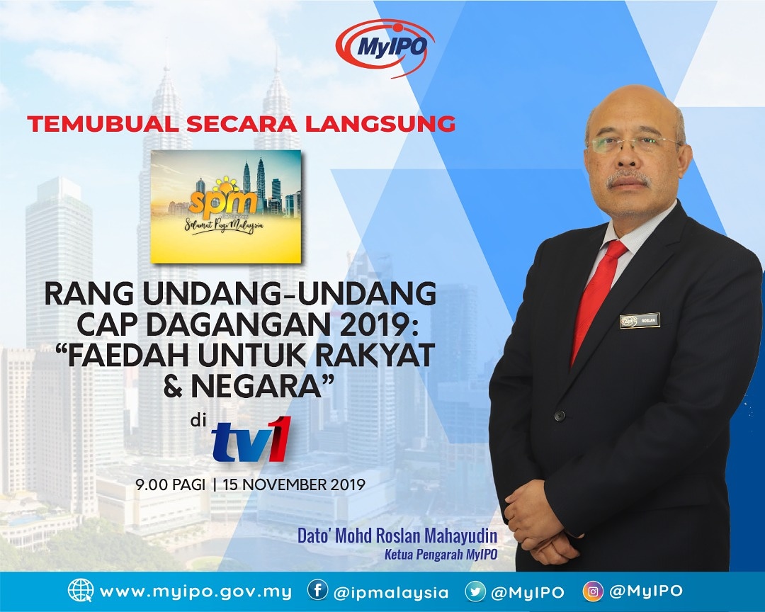 myipo's tweet image. YBhg. Dato Ketua Pengarah @RoslanMahayudin akan berkongsi mengenai pelaksanaan #SistemMadrid esok dalam program Selamat Pagi Malaysia di @tv1_rtm jam 9.00 pagi.

Selamat menonton👍

#madridprotocol #madridsystem #trademark #selamatpagimalaysia