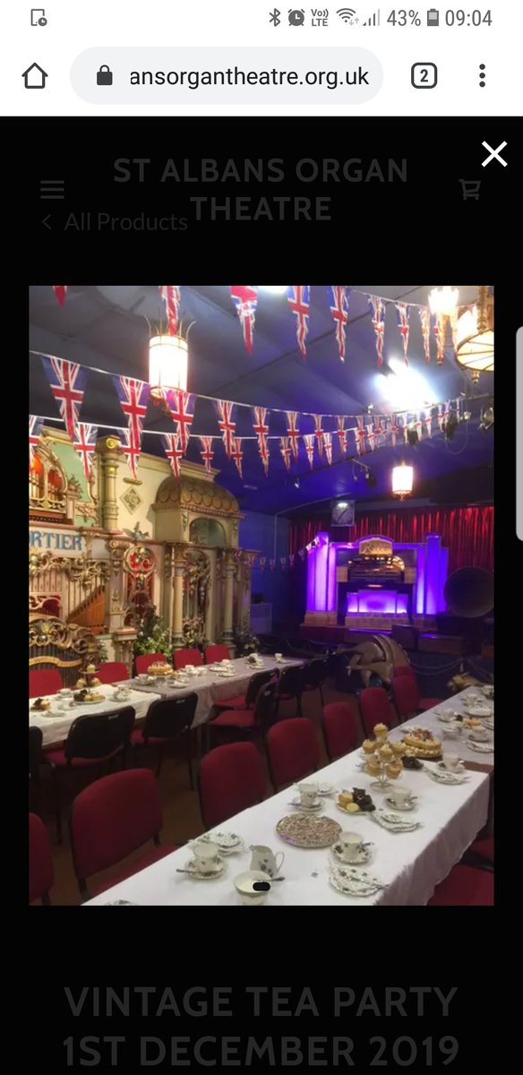Vintage tea party here at St Albans Organ Theatre Sunday 1st December 2:30PM - 4:30PM advanced booking essential - last day to purchase tickets 22nd November #StAlbans #hertfordshire #vintagetea #vintageteaparty