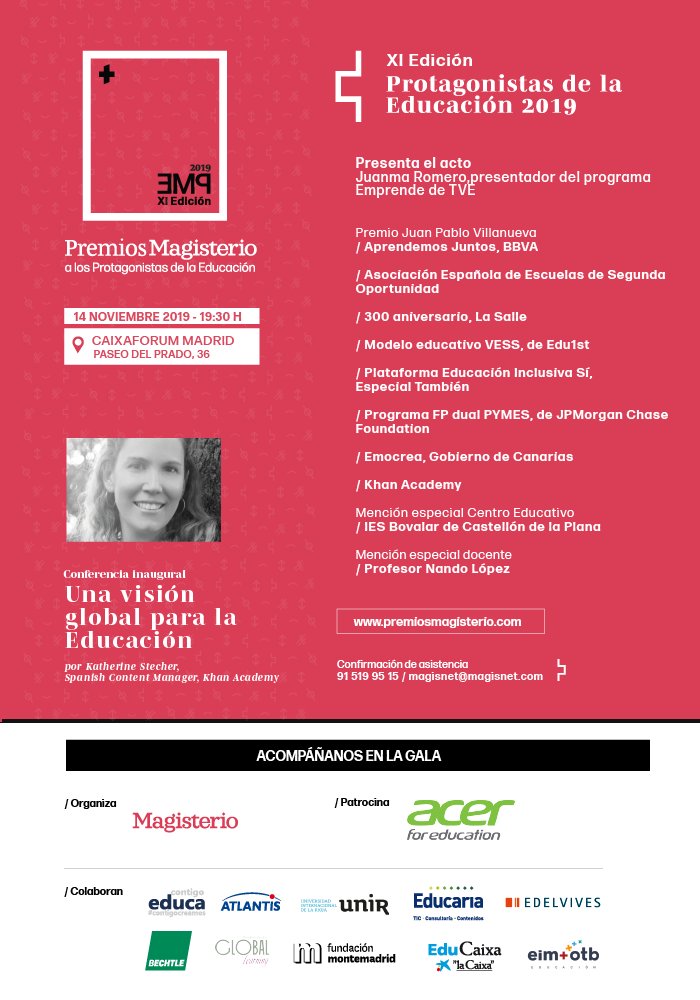 Magisnet's tweet photo. ¡Ya tenemos todo preparado! A partir de las 19.30 horas, darán comienzo los #PME2019, donde anunciaremos los ganadores del I #ConcursoEducativo de Magisterio y @ES_Acer ¡Sigue nuestras redes para vivirlo en directo! #AcerForEducation
#ContigoEduca 
👉https://t.co/vKsyfT5YEH https://t.co/uIDyWecWp5