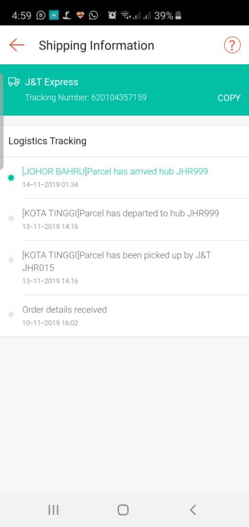 Nizam Yusuff J T Service Is Terrible It Took Them 4 Days To To Courrier My Parcel From Kota Tinggi To Jb And I Hv To Wait For 2 More Days