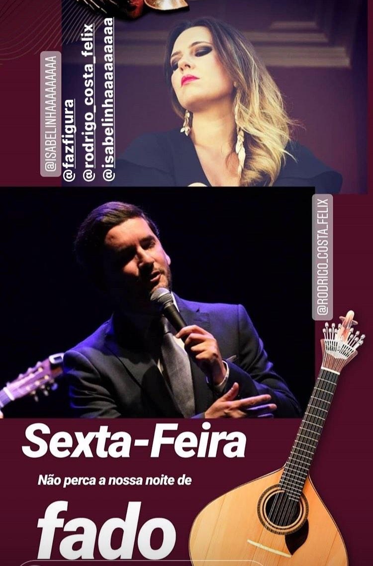 FadoWorld's tweet photo. É já sexta feira que @rodrigocf_fado irá dar voz novamente à noite de fados do mítico restaurante @fazfigura , acompanhado da fantástica @isabelinha ! Contamos convosco! https://t.co/ePtAnevZIg