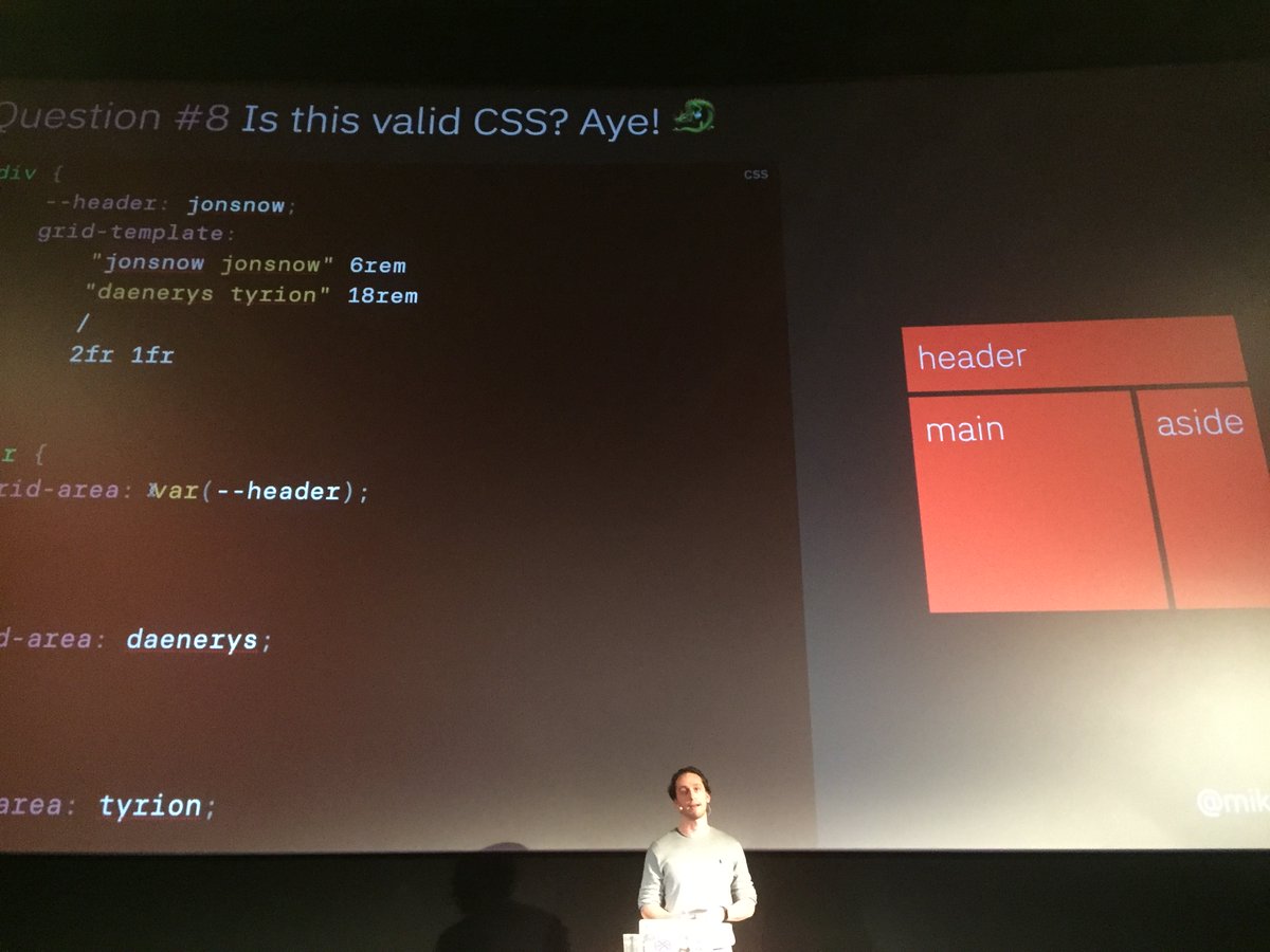 galambys's tweet image. The other highlight at #CodemotionBerlin19 was this talk by @mikolajdobrucki , v. interesting &amp;amp; I learned a thing or two about css variables. Also, can we appreciate the title of the talk please? Best named talk of the conf, IMO
