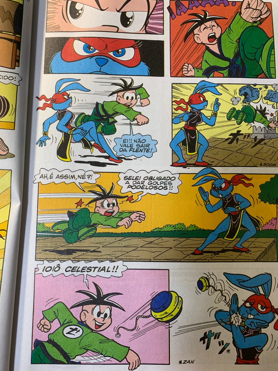 ブラジルマーケットで買った漫画。児童向け。これドラゴンボールのパロディ回。楽しいね。

他の漫画の広告もあって、気になるな。欲しいなあ。 