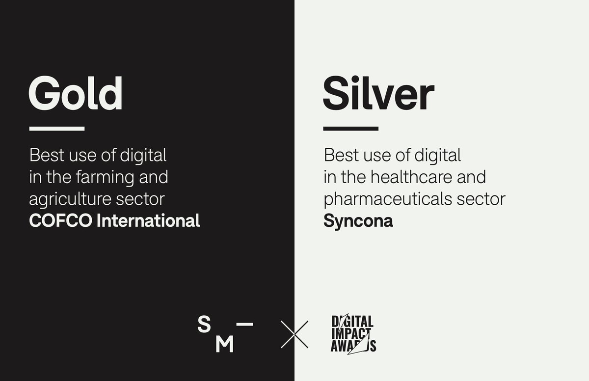 SampsonMay's tweet photo. We've a bit busy in the studio the last few months, with new projects coming soon. However, we weren't too busy to go and collect a couple of Digital Impact Awards for our work with COFCO International and Syncona. Check out the project case studies here: https://t.co/te7cG76szK https://t.co/gP7DRI2kGS