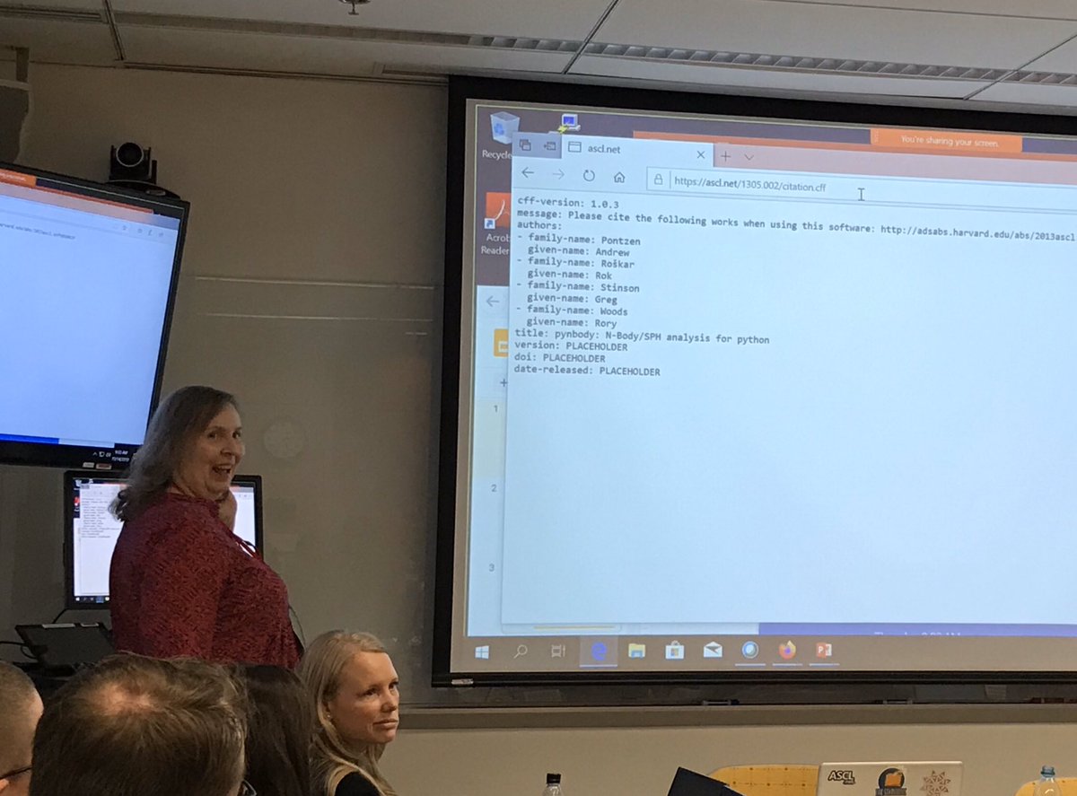 ShelleyStall's tweet image. @asclnet provides #CodeMeta and #CFF metadata files to their depositors as a starter for best practice - Alice Allen shares at the #scicodes Scientific Software Registry Collaboration Workshop