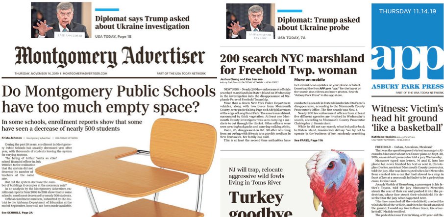 Some papers just teased impeachment news on the front page, while focusing on local news