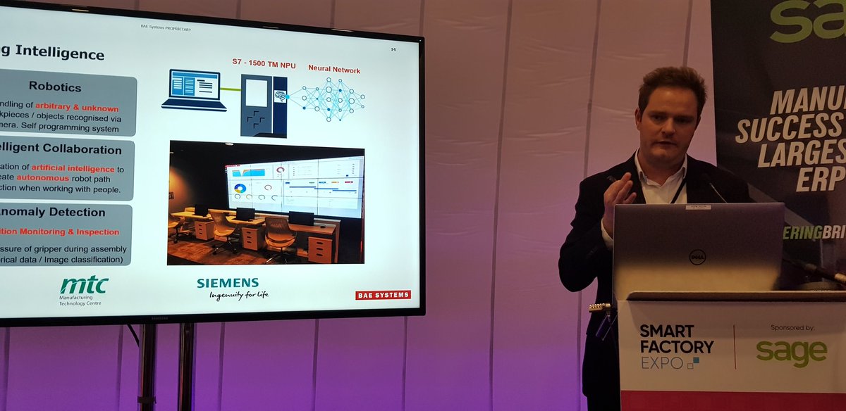 alan_norbury's tweet photo. @BAESystemsAir Austin Cook #SmartFactoryExpo how BAE are partnering with @SiemensUKNews  evaluating Artificial Intelligence for autonomous manufacturing. https://t.co/mvVN42lvHt