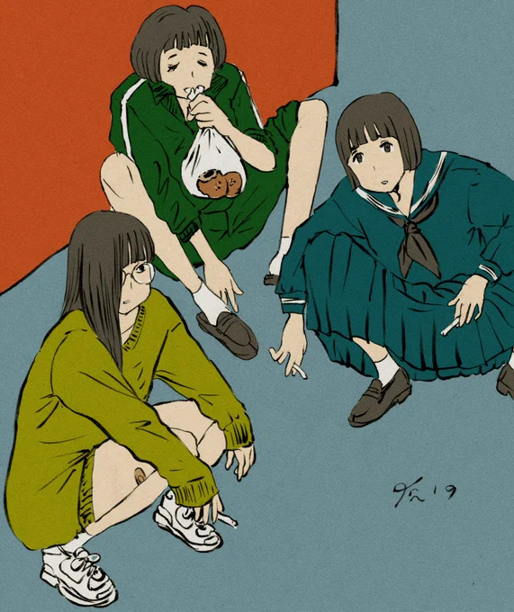 最近の練習画。初めはペン入れまでで5~10分ぐらいでやっていましたがさすがに描けるものに限界がありすぎるので、今は20分ぐらいでやるようにしてます。が、最後のやつはもっとかかってます。この辺てきとう。俯瞰のうんこ座りが難しかったです。フカンのうんこ座り要練習です。 