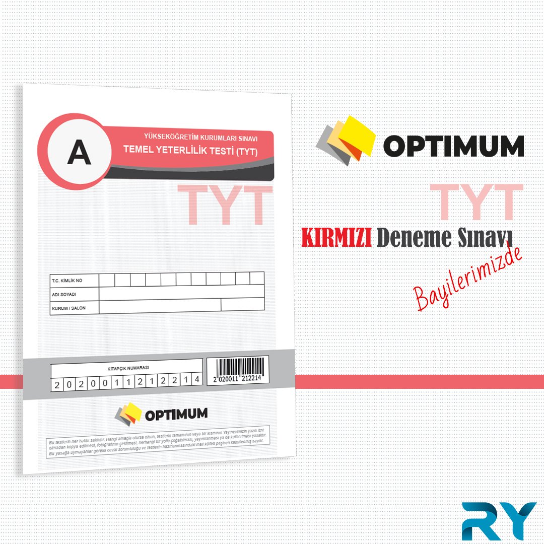 Optimum TYT Kırmızı Deneme Sınavı tüm bayilerimizde... 
<a href="/referansyayin/">Referans Yayınları</a>
  #referansyayinlari #optimumdeneme #tyt

Bayilerimizin listesi: referansyayinlari.com/bayilerimiz