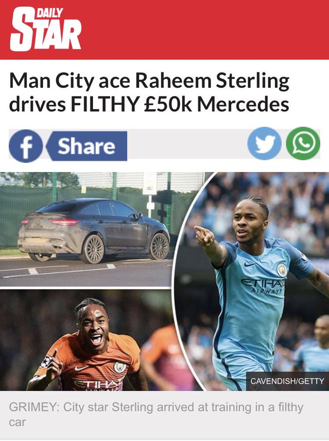 Sterling's portrayal in the media; a thread. https://twitter.com/Annie_LFC/status/1194354368725819393