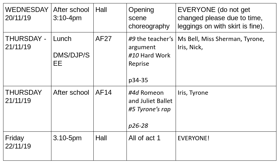 YJBPerform's tweet photo. Week 7 rehearsal schedule #fame #yjbperform @ysgoljohnbright https://t.co/zfU5gAx23T