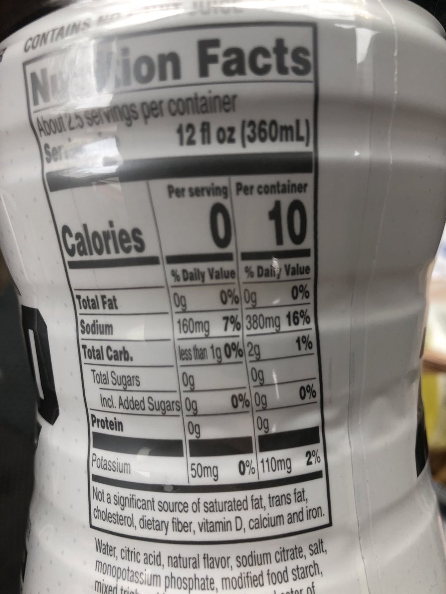 Gatorade nutrition label 16 oz