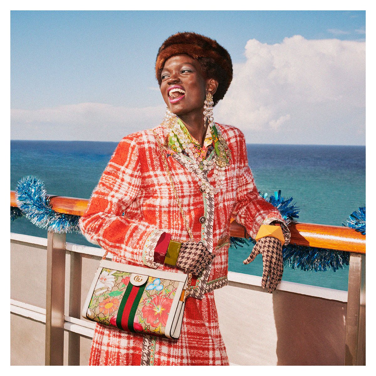 gucci on X Part of the GucciGift collection the new GucciOphidia design shoulder bag with chain strap is crafted in GG motif with the colorful Flora pattern first illustrated by Vittorio Accornero in