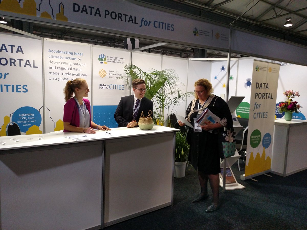 Mayors4Climate's tweet photo. Go check out our booth with @WRIRossCities, at the Durban Exhibition Centre during the #UCLGCongress, where we showcase how the 'Data Portal for Cities' can accelerate local #ClimateAction by down-scaling national and regional data, made freely available on a global scale! https://t.co/PEZEJxBYlf