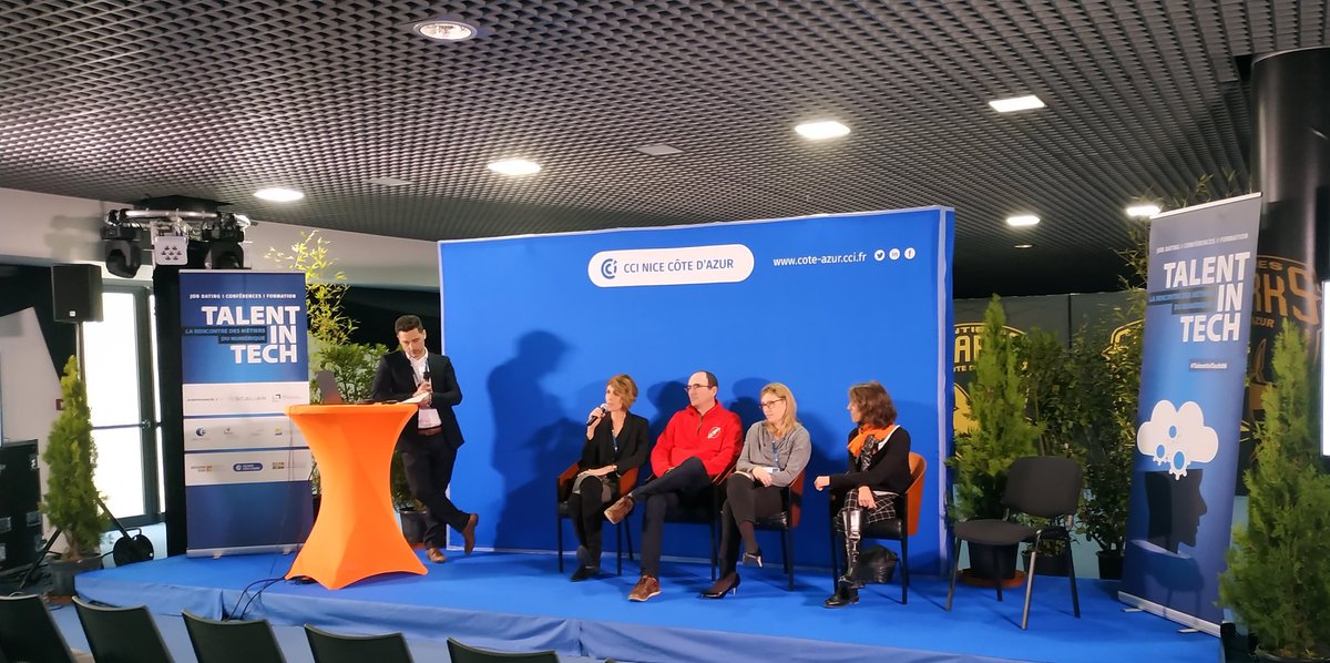TelecomValley's tweet photo. Nos adhérents sont présent au #TalentInTech06 pour la table ronde sur la marque employeur @TeachonMarsfr @Symphony @orange @ApecPacaCorse https://t.co/sbVyq2NpHr