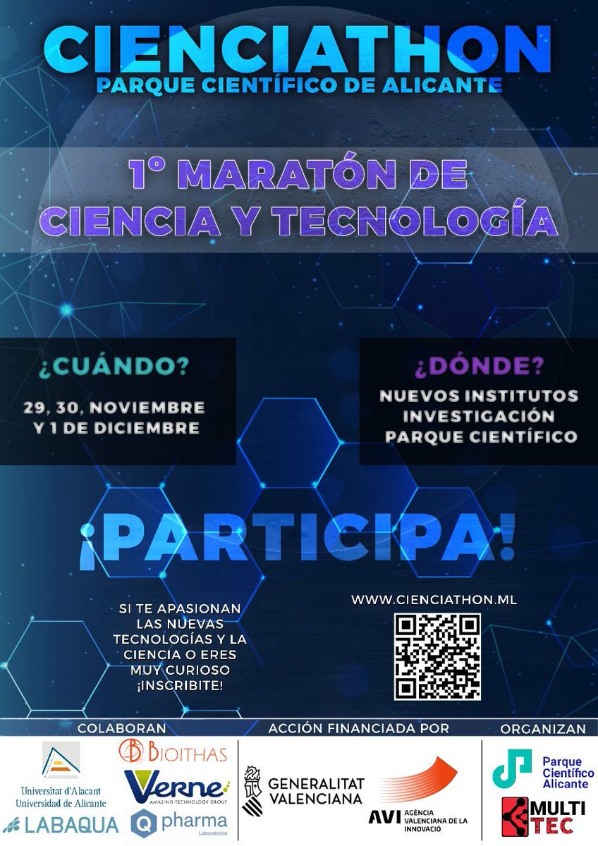 MultiTecUA's tweet photo. 🔥 Os presentamos el primer #Cienciathon el cual organizaremos junto al @PCientificoAlic y que tendrá lugar el próximo 29 de Noviembre.

🧬 ¿Serás capaz de resolver los retos combinando ciencia y tecnología?

👇 Más información 👇

https://t.co/oMRGE79osQ https://t.co/3pLQejZjbu