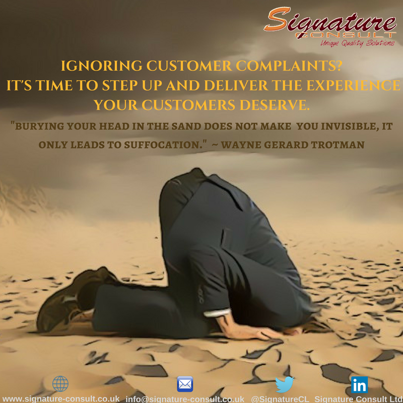 SignatureCL's tweet image. Fix your customers' problems...burying your head in the sand is not the answer. #customersuccess #customers