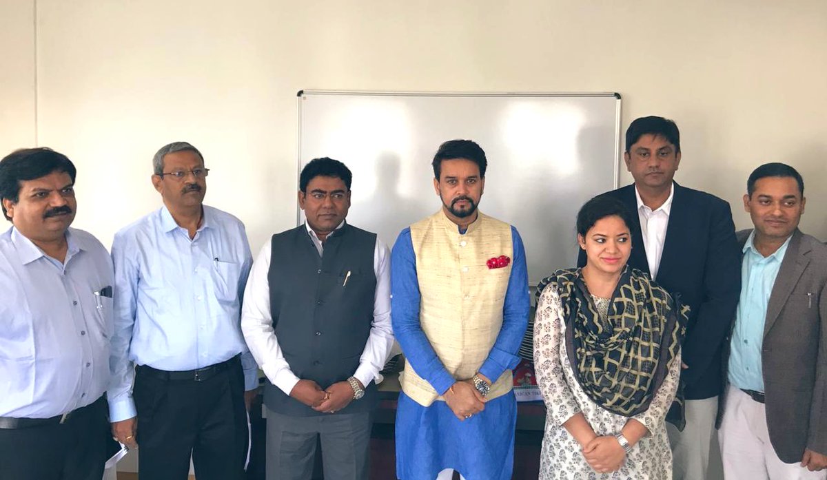 MoS <a href="/ianuragthakur/">Anurag Thakur</a> held a meeting with GST Officials in Bhavnagar Gujarat today. Numerous issues were discussed including review/feedback relating to issues faced by local businesses/citizens in this region.

| <a href="/FinMinIndia/">Ministry of Finance</a> |