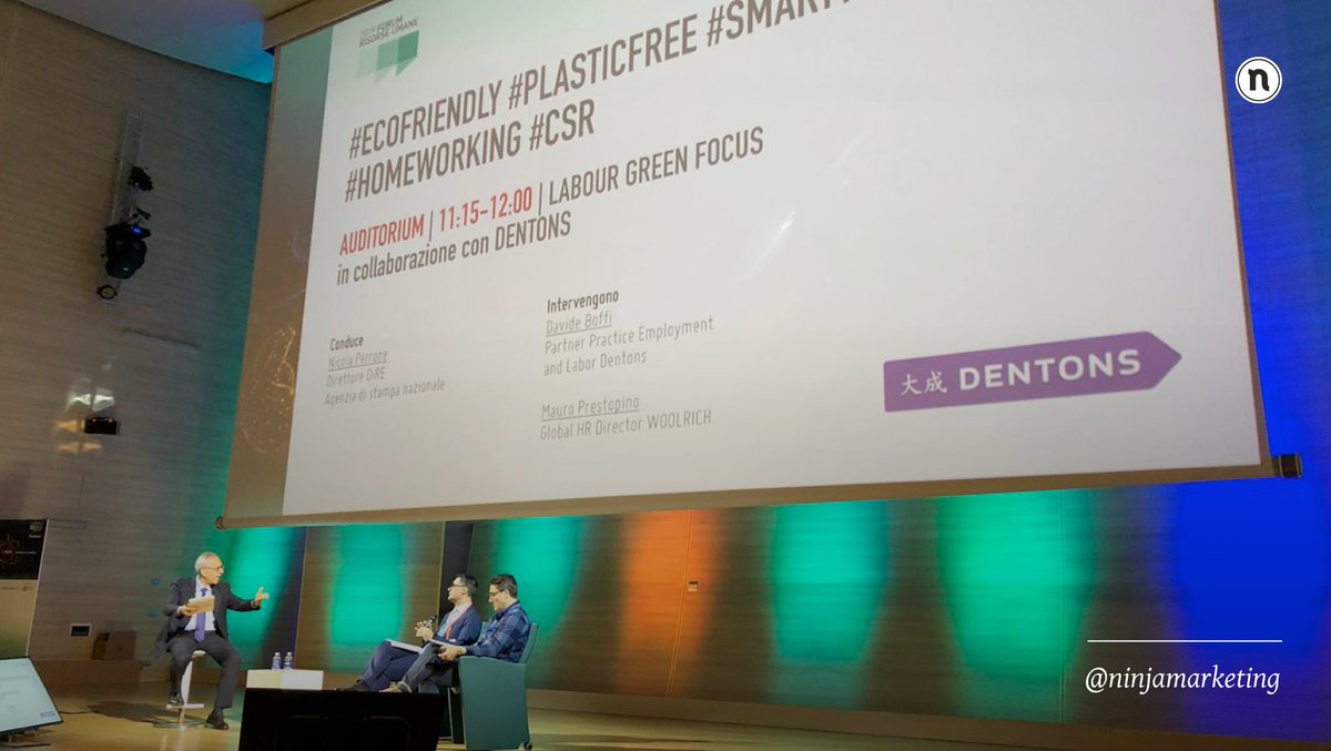 ninjamarketing's tweet photo. #plasticfree ed #ecofriendly 
Ne parlano sul palco di #ForumHR Davide Boffi @Dentons e Mauro Prestopino @WoolrichInc, nelle loro aziende stanno premiando i comportamenti virtuosi dei dipendenti.
@Com_Italiana @NinjAcademy #HRmanagement https://t.co/eTgdtIdTc3