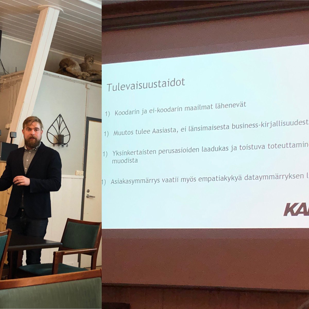 VeeraLehtismaki's tweet photo. Timanttinen monitaituri @minkeroinen täräytti Soldemin porukan asian ytimeen strategiapäivien alustuksena 💪💫 #soldem #myynnilleuusimerkitys #digitalisaatio https://t.co/vaTuPueMec