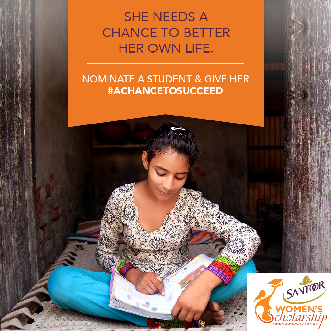 You have the power to give a girl #AChanceToSucceed. Nominate a deserving girl for the Santoor Scholarship Program today &amp; be her opportunity for change: bit.ly/2XfOgMV 

#highereducation #scholarship #girlstudents #learn #AndhraPradesh #Karnataka #Telangana #nominate