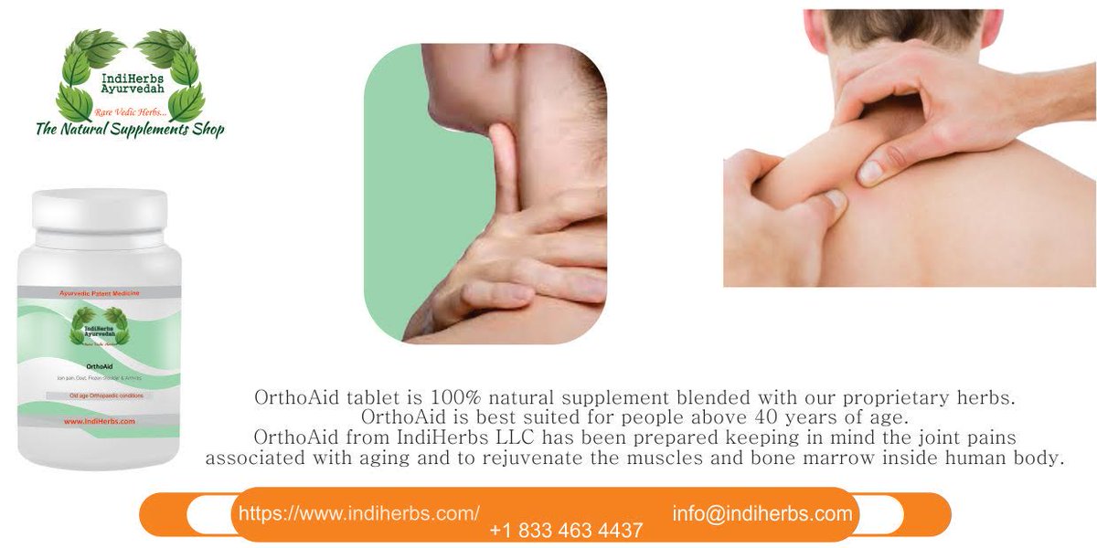 indiherbs_llc's tweet photo. IndiHerbs Ayurvedah@ #OrthoAid tablet is 100% #natural supplement #blended with our #proprietary herbs. #OrthoAid is best suited for people #above 40 years of age. OrthoAid from IndiHerbs LLC has #been prepared #keeping in #mind the joint pains associated .https://t.co/kU6y6WfNiF https://t.co/U4jiync4Pl
