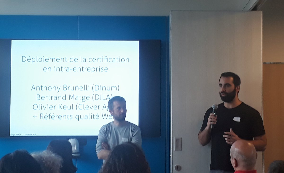 arnauddelafosse's tweet image. À #Opquast Day, @okeul explique le déploiement de la certification @Opquast Référent #QualitéWeb chez @CleverAge.