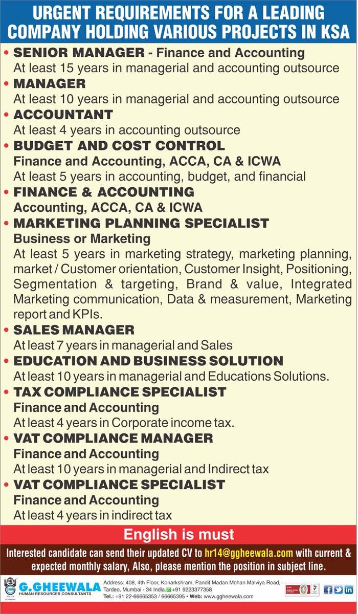ggheewala1's tweet photo. #SrManager #Finance #Accounting #Managerial #Accountant #Budget #CostControl #ACCA #CA #ICWA #Financial #Marketing #Planning #Specialist #Business #Strategy #Market #Positioning #Segmentation #Targeting #Data #Measurement #KPI #Sales #Education #Tax #Compliance #IncomeTax #VAT https://t.co/YGo3bGNY6y