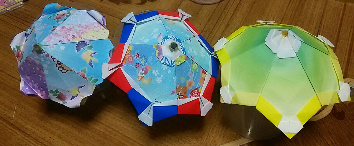 しおりん うさぎたんとねこたん傘と傘 立体を動画を見ながら折ってみました ねこたん傘はストローが無く竹串でやってみましたけど上手くいきました だーちゃん オリジナル 折り紙 折り紙作品 傘