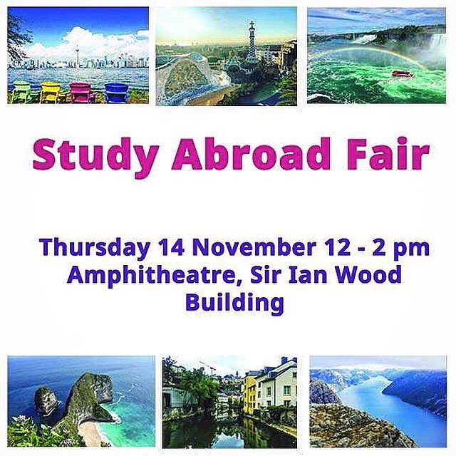 It’s our Study Abroad Fair in SWIB from 12 to 2. Come and find out more about our opportunities!! #ErasmusPlus #senecaproud ##RGUHub