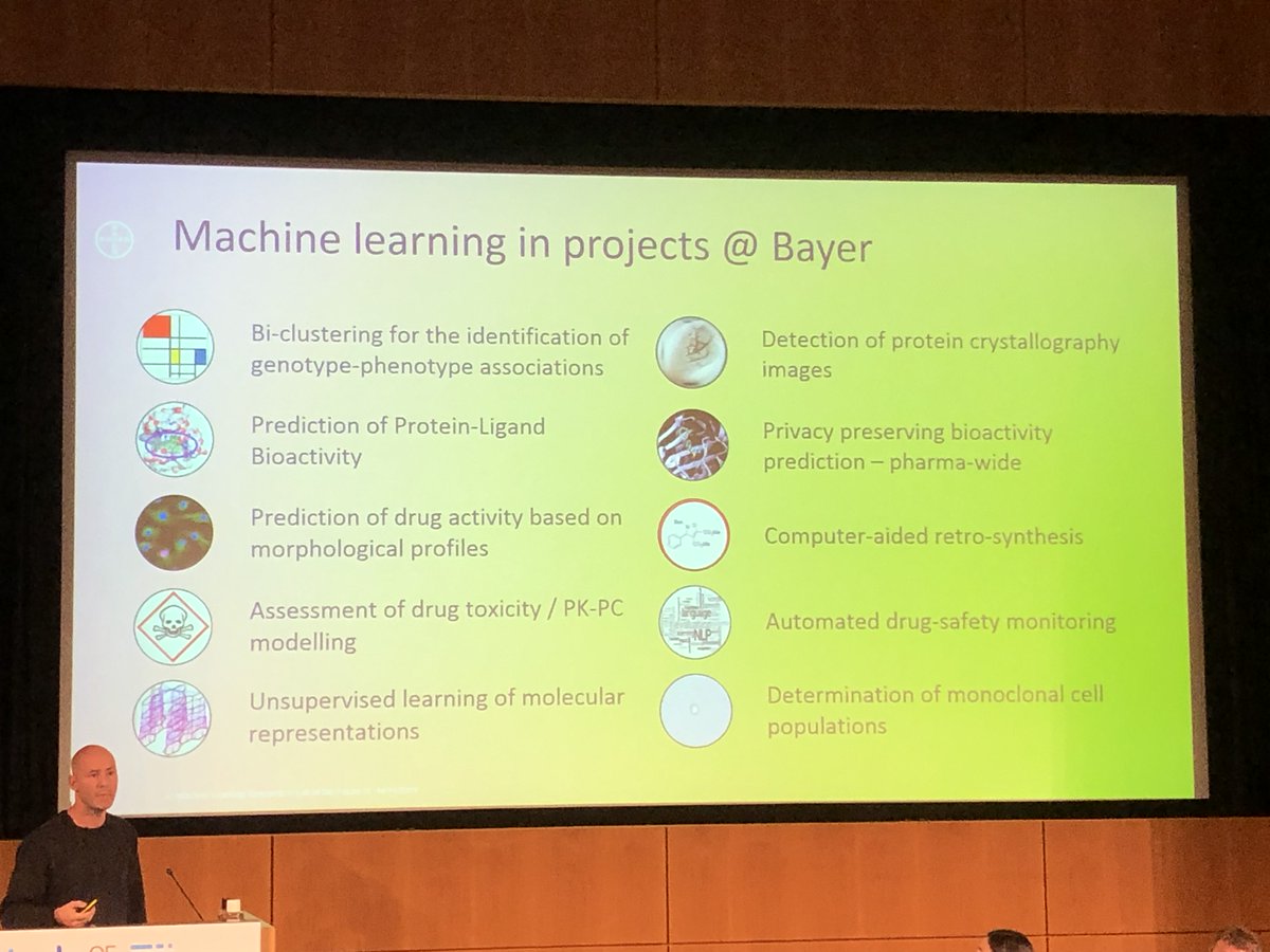 Djork-Arné Clevert @Bayer presenting @LabOfTheFuture on #AI projects and #MachineLearning Learning for #DrugDesign. Actual success for #AIML in #drugdiscovery now as well as ideas for the future. #LaboftheFuture2019