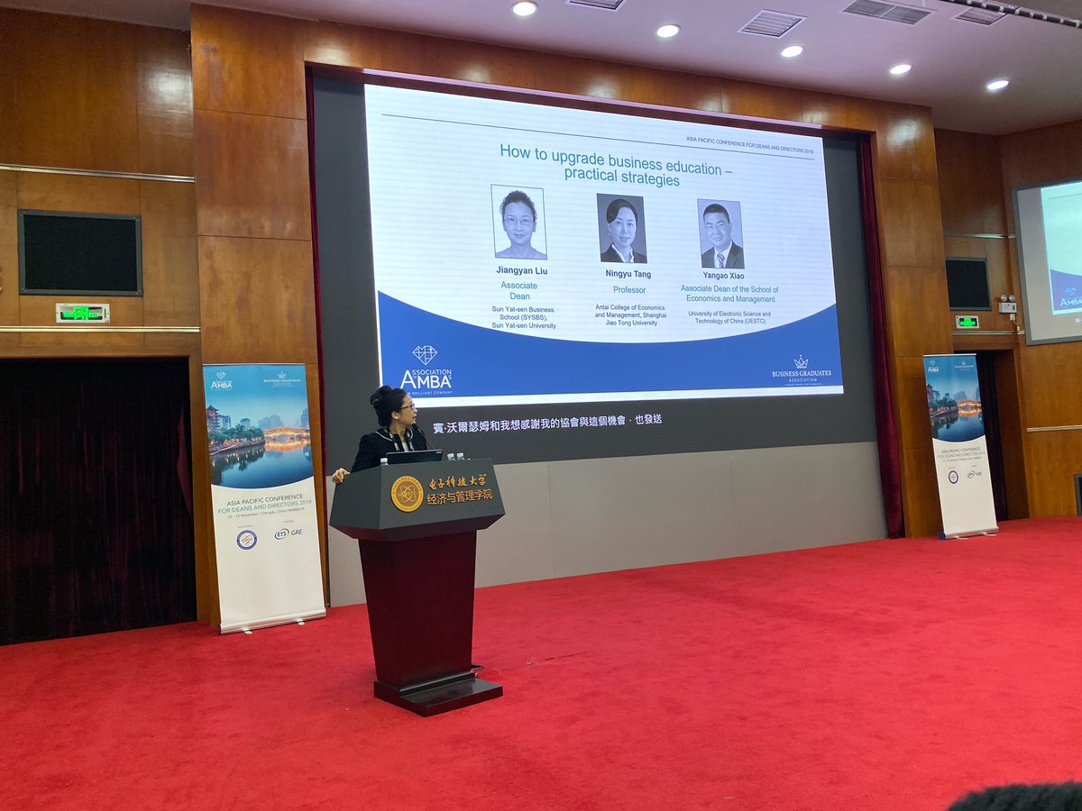 Assoc_of_MBAs's tweet photo. Insightful panel discussion with contributions from Jiangyan Liu, Ningyu Tang and Yangao Xiao as they review the different approaches that can be followed to develop and upgrade business education, with particular relevance to Business Schools in the Asia Pacific region #AMBA19 https://t.co/zi0n49t33O
