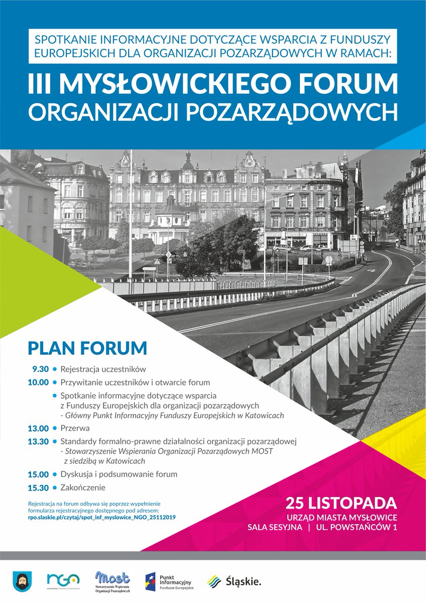III Mysłowickie Forum Organizacji Pozarządowych odbędzie się 25 listopada br. w sali sesyjnej Urzędu Miasta Mysłowice.
Plan forum bit.ly/2Qi8AvP
Rejestracja bit.ly/2QgKKRa