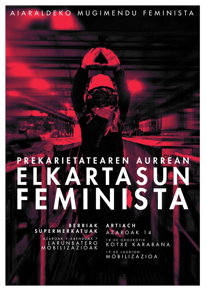 GOGORATU!
Gaur hitzordu garrantzitsua dugula Artiacheko ahizpei elkartasuna adierazteko.

➡️ 18:00etan Orozkotik KOTXE KARABANA

➡️ 19:00etan Laudion MOBILIZAZIOA

PREKARIETATEAREN AURREAN ELKARTASUN FEMINISTA!

⚠️Ez utzi zapi morea etxean!