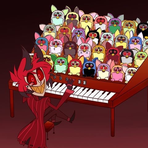 DoomguyH's tweet image. @HazbinHostess CHARLIE ALASTOR IS AT IT AGAIN HES MADE A FUCKING PIANO WITH FURBYS