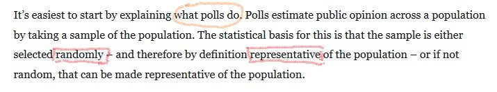 <a href="/MattSingh_/">Matt Singh</a> <a href="/CapX/">CapX</a> For sample to be "representative" of the population it is very important to have sampling frame where every eligible voter aged18+ in GB have a chance of being selected in the sample.Opt-in sampling frames i.e. population of volunteers used to select samples for online surveys 1/